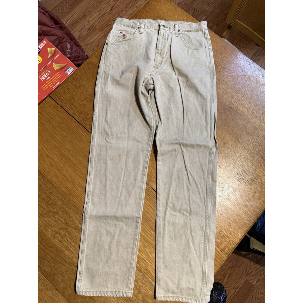 Vintage Wrangler 22MWRS Rancher Jeans Tan‎ High Rise Straight USA 35x36